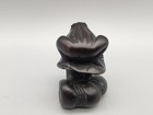 Hand Carved Wood Netsuke Frog On Lily Pad 2 