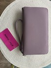 Betsey Johnson Lavender Saffiano Faux Leather Zip-around Wallet Wristlet