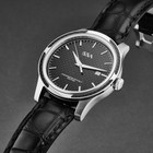 Q   A Men s  magma-classic   Black Dial Leather Strap Automatic Watch