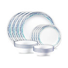 Corelle 16 Piece Vitrelle Glass Ocean Blues Dinnerware Set Service For 4