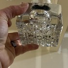 Antique Cut Glass Inkwell With Faceted Lid