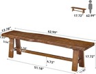 63 Inch Long Farmhouse Solid Wood Dining Bench With Angled Legs For Dining Room