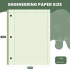 Engineering Paper Pad 8 5x11 Green 5x5 Grid 100 Sheets 3-hole Punched