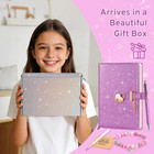 Purple Glitter Diary With Lock And Key  No-shed Sparkle Secret Journal  A5