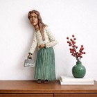 Wooden Carved Women 30s Vintage Antique Polychrome Naive Wall Desk Decor