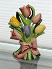 Vintage Cast Iron Door Stop Tulip Bouquet Flowers Mom Gift Country D  cor 9 