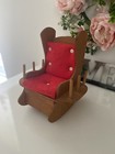 Vintage Wooden Small Rocking Chair Pin Cushion Holds Thread Needles Pin W Drawer