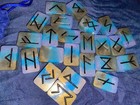 Resin Blue    Gold Glow-in-the-dark Old Norse Futhark Runes Set   Velvet Bag