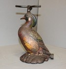 Antique Cast Iron Figural Wood Duck Lawn Water Sprinkler