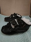Antique Handmade Leather Black Baby Side Buttons Maryjane 2 Strap Shoes 4 