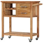 Kitchen Trolley Portable Island Serving Utility Cart Solid Wood Acacia Vidaxl 