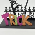 Trick Or Treat Metal Halloween Three Tea Light Holder Glittery Pumpkins Spider
