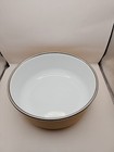 70s Retro  Mid Century Yellow orangeish   White Enamelware Bowl Vintage 5 5   