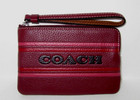 Coach Ch311 Corner Zip Wristlet With Coach Stripe Wine Multi Leather Nwt 108