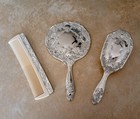 Vintage 3-piece Silver Plated Vanity Hand Mirror  Brush And Comb Set - Very Nice