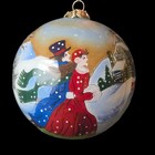 Inside Painted Glass Christmas Ornament Winter Village Scene Skaters Signed 3 