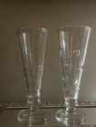 Pair Of Vntg Bryce Glass  cut Dot  8oz Pilsner Beer 7-3 4  - Cut Polished Dots