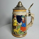 Vintage 7  German Made Lidded Beer Stein Tankard