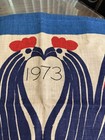 Vintage Linen  Roosters  1973 Calendar Tea Towel Vera Neumann Bold Colors