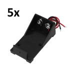 5x 9v Battery Spring Clip Holder Case Plastic Storage Box With Two Wire Leads
