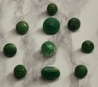 Antique 10 Green  Diminutive Dimi Tiny Glass Buttons Lot 125-37
