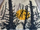 Vintage 70s Latch Hook Rug Wall Hanging Decoration Snowy Forest