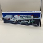 1997 Hess Toy Truck And Racers With 2 Race Cars Original Box Nib Vintage