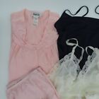 Lot Of 25 Vintage Slip Skirts Pajama Lace Trim Beige White Black Pink Retro Chic