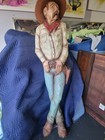 Vintage 71  Handed Carved Wood  Cowboy Advertising Statue Handpainted 