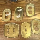 Vintage Brass Gold Metal Screwless Wall Plates Lot Of 6 Toggle   Duplex Outlet