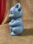 Vintage  1940s 6 5    Bear Coin Bank - Blue Plastic
