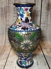 Flawless Cloisonne Enamel Vase Flower Floral Motif 15 Inch China Antique