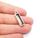2 Pcs Long Rectangle Pendant Blank Resin Bezel Silver Epoxy Frame 20x5mm G35651