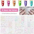 Flower Nail Art Stickers Decals  30 Sheets Spring Floral Nail Decals Colorful