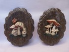 2 Vintage Mushroom Wall Plaques Wall Decor Art 1970s Retro Pressed Foam 9 x7 