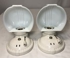 Antique Porcelain Sconce Pair Vtg Light Fixture Wall Ceramic Art Wired Usa  h47