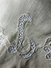 Vintage Madeira Embroidered Initial Monogram Yellow Handkerchief Bridal White L
