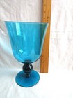 Morgantown Glass Urn Vase Blue 5 x 8  Vintage