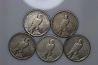 1921-1935 Peace Silver Dollars Uncirculated Lot Of 5 Mixed Dates 90  Silver      us