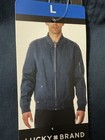 Lucky Brand Mens Large Navy Blue Cotton Full Zip Military Bomber Flight Jacket