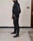 Men s Black Cowhid Leather Jumpsuit-handmade Zip-up One-piece Outfit With Pocket