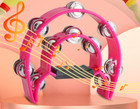 Brand New -half Moon Double Row Tambourine With Metal Jingle Rings