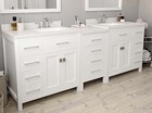 92  White Double Bathroom Vanity Cabinet Speckled Quartz Countertop Square Sinks