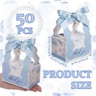 Forrafun 50 Blue Floral Wedding Favor Boxes W pearl Bow