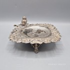 Vintage Silver Plate Trinket Dish W  Bird Figure Decorative Ornate Footed Dish