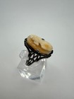 Vtg 1920 s Art Deco Cameo Sterling Silver Filigree Ring Size 6