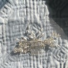 Silver Tone Clear Crystal Leaf Bridal Hair Comb Metal Chain Accessory