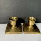 Vintage Etched Brass Candlesticks 2 Inches Tall With Floral Design Set Of Two