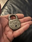 Unique Rare Antique Vintage Cast Iron Mars Padlock Planet Us Lock Company No Key
