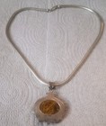 Vintage Sterling Silver Mariam Stone Pendant  20 Inches 925 Necklace 83g